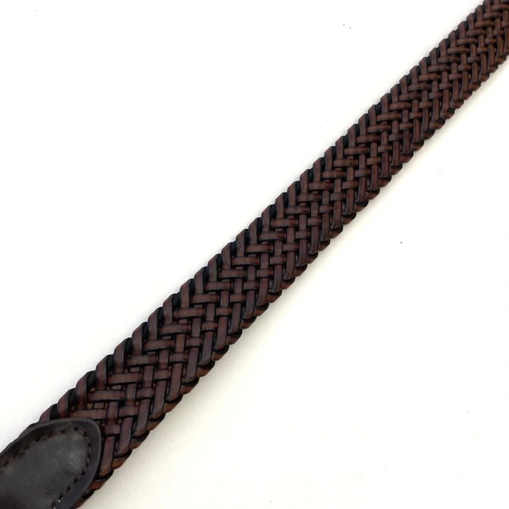 Stafford Big & Tall Brown Leather Braided Trouser Belt NWT